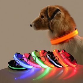 Glow-In-The-Dark Pet Collar For Dog & Cat; LED Dog Collar For Night Walking; USB charging (Color: pink, size: S)