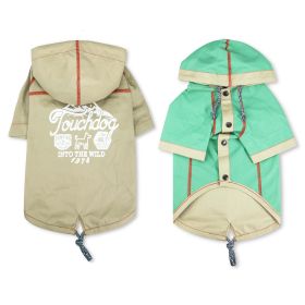 Touchdog 'Cloudburst' Waterproof Reversible Dog Raincoat (Color: Khaki, size: X-Large)